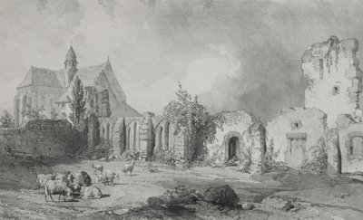 Maleriske og romantiske rejser i det gamle Frankrig. Bretagne: Abbey of Relec af Eugene Ciceri