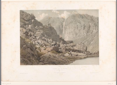 Vandrere på Furkapasset Chemin de la Furka (titel på objekt) Ansigter i Schweiz og Savoy (serietitel) La Suisse et la Savoie (serietitel på objekt) af Eugene Ciceri