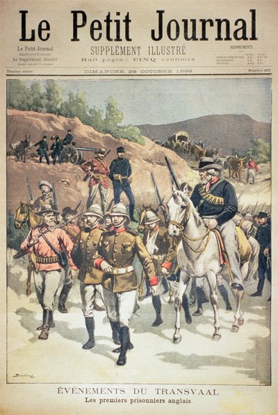 Begivenheder i Transvaal: de første engelske fanger, forside af Le Petit Journal, 29. oktober 1899 af Eugene Damblans