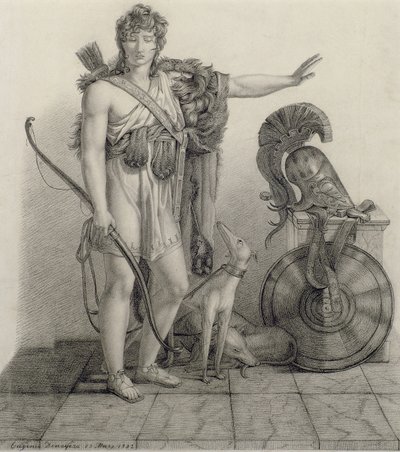 Hippolytus, 1832, efter et maleri af baron Pierre Narcisse Guerin (1774-1833) (kul på papir) af Eugene Denagers