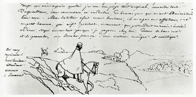Viollet-le-Duc på sine rejser gennem Frankrig (blæk på papir) af Eugene Emmanuel Viollet le Duc