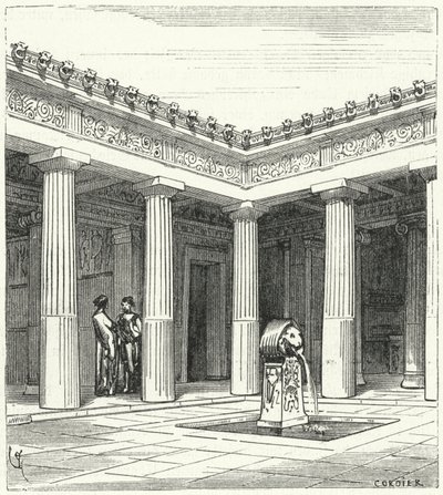Dorisk gårdhave til et gammelt græsk hus af Eugene Emmanuel after Viollet le Duc