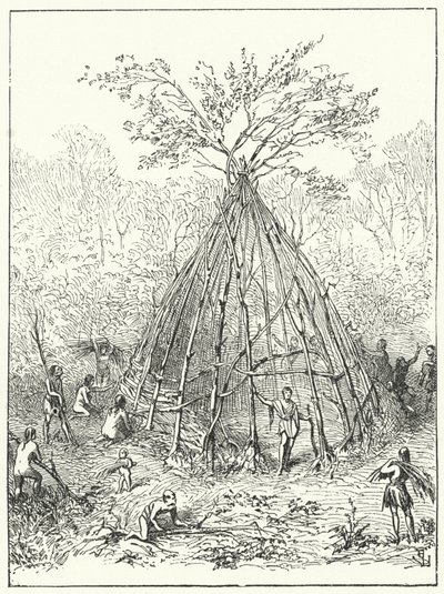 Tidlig menneskelig bolig af Eugene Emmanuel after Viollet le Duc