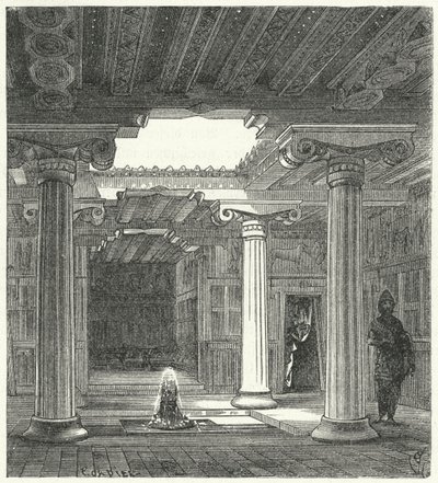 Ionisk gårdhave til et gammelt græsk hus af Eugene Emmanuel after Viollet le Duc