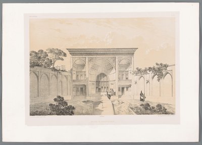 Gården til Hussein Khan-huset i Tabriz Maison de Hussein-Khân Tabriz (titel på objekt) Persiske landskaber (serietitel) Perse modern (serietitel) af Eugene Flandin