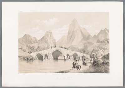 Broen Pol-e Dokhtar Pont du Kizil-Hauzen (titel på objekt) Persiske landskaber (serietitel) Perse modern (serietitel) af Eugene Flandin