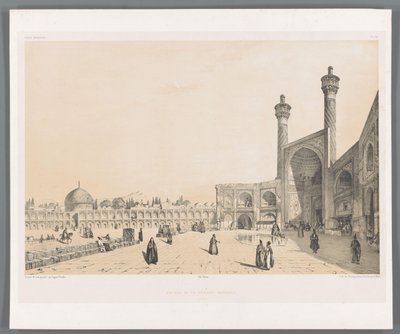 Indgangen til Jameh-moskeen i Isfahan Entrance de la grande moské Ispahan (titel på objektet) Persiske landskaber (serietitel) Perse modern (serietitel) af Eugene Flandin