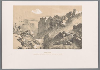 Ganjnameh op de berg Alvand i Iran Mount Elvend Gorge, hvor er kileskriftstavler nær Hamadan (titel på objektet) af Eugene Flandin
