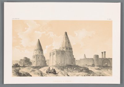 Grave i Qom Tombeaux a Khoum (titel på objekt) Persiske landskaber (serietitel) Perse modern (serietitel) af Eugene Flandin