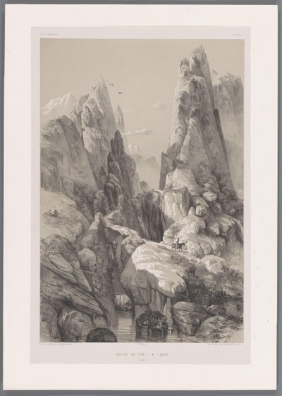 Canyon af Mount Kuh-e Pir Zan i Iran Defilé de Pir-a-Zan (Fars) (titel på objekt) Persiske landskaber (serietitel) Perse modern (serietitel) af Eugene Flandin