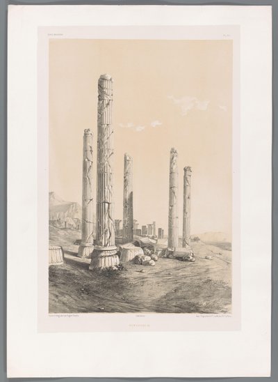 Ruinerne af Persepolis Persepolis (titel på objekt) Persiske landskaber (serietitel) Perse modern (serietitel) af Eugene Flandin
