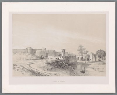 Shemran Gate i Teheran Porte de Chimran Teheran (titel på objekt) Persiske landskaber (serietitel) Perse modern (serietitel) af Eugene Flandin