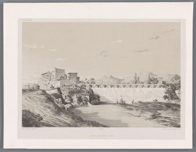 Band Amirs vandfald på Persepolis-sletten Chûte du Bend-Amir plaine de Persépolis (titel på objektet) Persiske landskaber (serietitel) Perse modern (serietitel) af Eugene Flandin