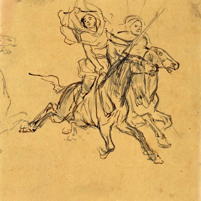 Studie von zwei Reitern af Eugène Fromentin
