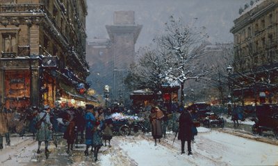 Porte St. Denis, Paris (sort kridt og kropsfarve) af Eugene Galien-Laloue