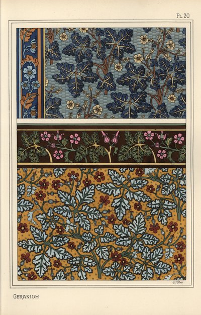 Geranium motiver i mønstre til tapet og stof af Eugene Grasset