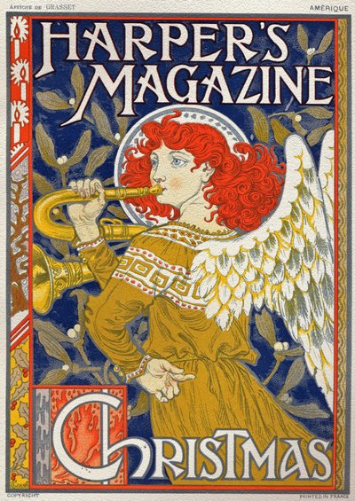 Religion. juleengel. Plakat af Eugene Grasset for Harper