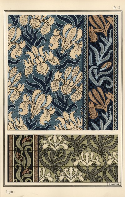 Iris i mønstre til stoffer og fliser af Eugene Grasset