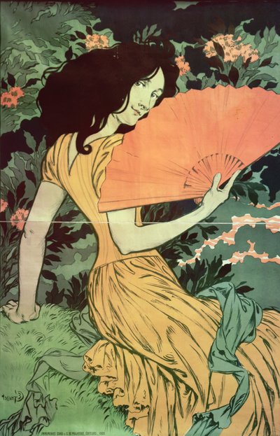Kvinde med fan, 1900 af Eugene Grasset