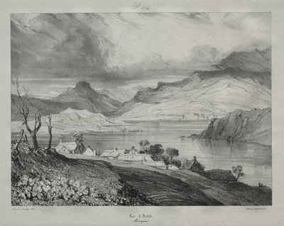 Auvergne: Aidat-søen, Auvergne, 1831. af Eugene Isabey