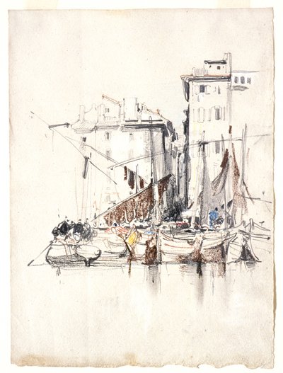 Ved havet - Fiskerlandsby af Eugene Isabey