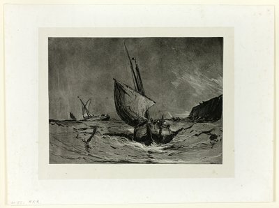 Fiskebåd i stormvejr af Eugene Isabey