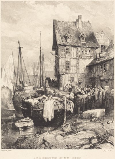 Indersiden af ​​en havn af Eugene Isabey