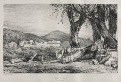 Maleriske og romantiske rejser i det gamle Frankrig: Auvergne (bd. II), Royat-kløften, tavle 79 af Eugene Isabey