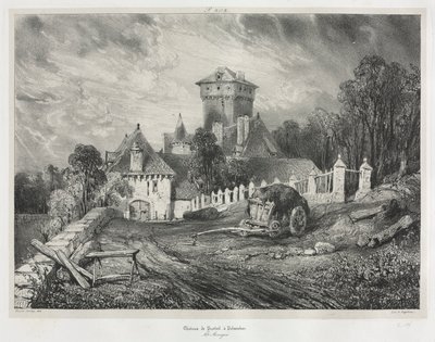 Maleriske og romantiske rejser i det gamle Frankrig: Auvergne (bind II): Pesteil-slottet ved Polminhac, plade 202 af Eugene Isabey