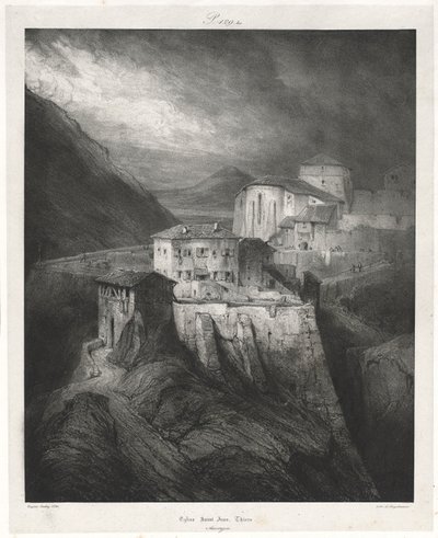 Maleriske og romantiske rejser i det gamle Frankrig: Auvergne vol. II: St. John Church, Thiers, Tavle af Eugene Isabey