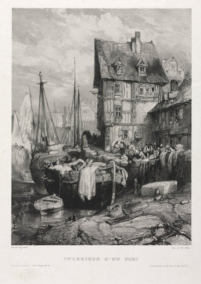 Six Marines: Interior of a Port, 1833. af Eugene Isabey