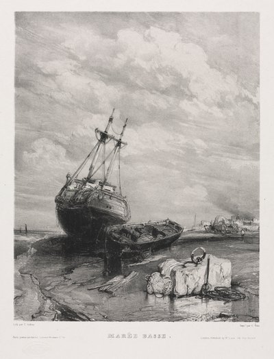 Six Marines: Low Tide, 1833. af Eugene Isabey