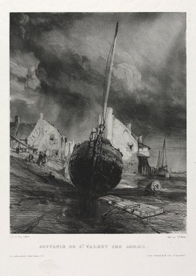 Seks marinesoldater: Souvenir Saint Valéry-sur-Somme, 1833. af Eugene Isabey