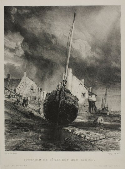 Souvenir fra St. Valéry-sur-Somme, tallerken tre fra Six Marines af Eugene Isabey