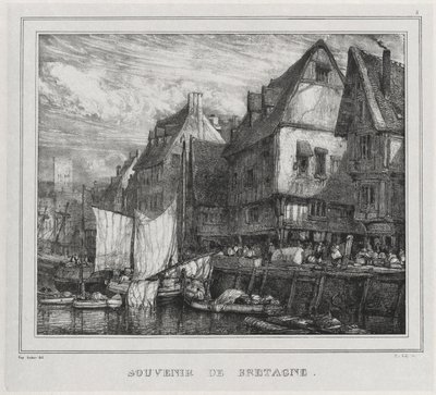 Souvenirs: Souvenir fra Bretagne, tavle 5, 1832. af Eugene Isabey