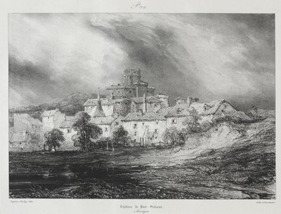 Maleriske og romantiske rejser i det gamle Frankrig, Auvergne: Château de Pont-Gibaud af Eugene Isabey