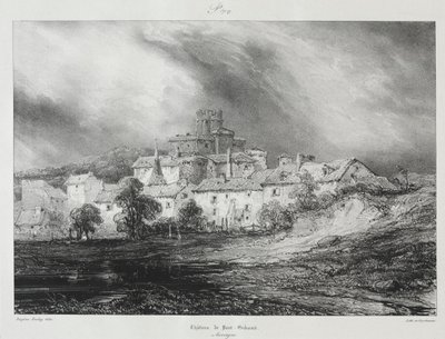 Maleriske og romantiske rejser i det gamle Frankrig, Auvergne: Château de Pont-Gibaud af Eugene Isabey