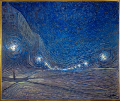 Hornsgatan i Stockholm om natten (olie på lærred) af Eugene Jansson