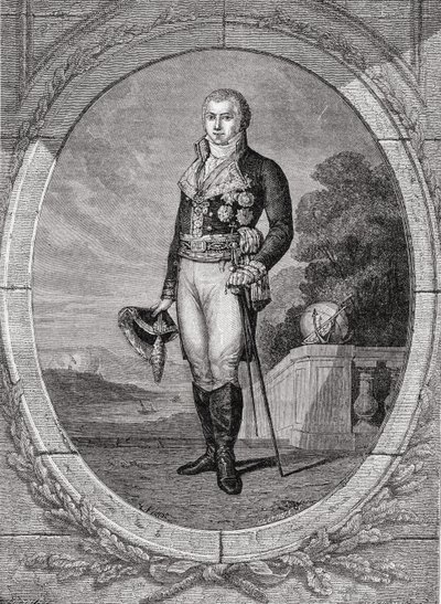 Manuel Godoy y Alvarez de Faria, graveret af Blanpain, fra "Histoire de la Revolution Francaise" af Louis Blanc (1811-82) af Eugene Joseph Viollat