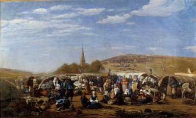 En tilgivelse til Saint Anne la Palud i 1858 Religiøs fest i Bretagne. Maleri af Eugene Louis Boudin (1824-1898) 1858 Le Havre, Musee des Beaux Arts. af Eugene Louis Boudin