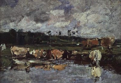 Dyr i en Dam. ca. 1881-88 af Eugene Louis Boudin