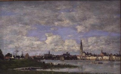 Antwerpen fra Flanderns spids (olie på lærred) af Eugene Louis Boudin