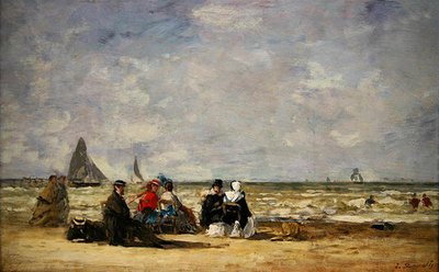 Strandscene (olie på lærred) af Eugene Louis Boudin