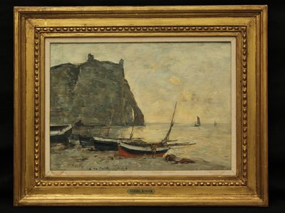 Både ved Etretat, ca. 1860 af Eugene Louis Boudin