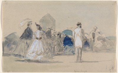 Crinolines på stranden, ca. 1865. af Eugene Louis Boudin