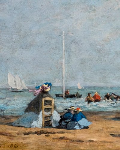 Crinoliner på stranden, detalje af Eugene Louis Boudin