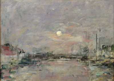 Skumring på handelshavnen i Le Havre, ca. 1892-94 af Eugene Louis Boudin