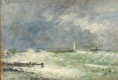 Indgang til havnen i Le Havre i stormfuldt vejr, 1895 af Eugene Louis Boudin