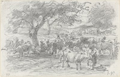 Hyrder og kvæg, 1877. af Eugene Louis Boudin