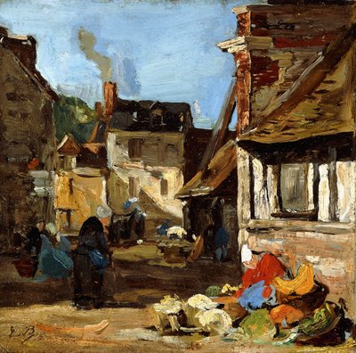 Honfleur, Saint-Catherine markedsplads, 1867-1870 af Eugene Louis Boudin